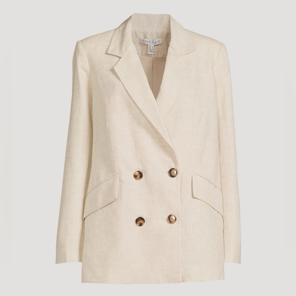 Shona Joy Luna Double Brested Linen Blazer NWT 2